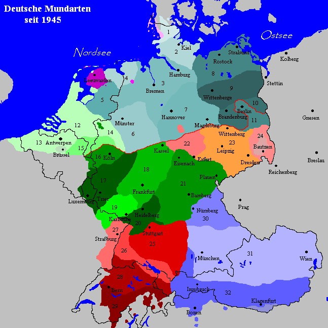 German Language Dialects Deutsch WTF   De Mundarten Karte 